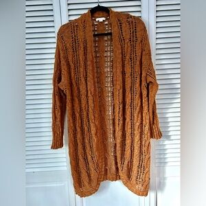American Eagle Outfitters Open-Knit Cardigan - Burnt Orange